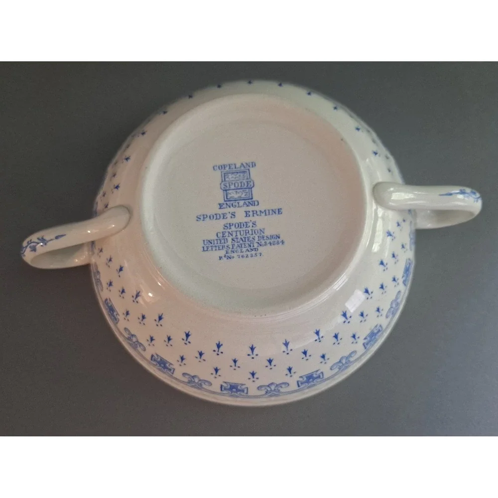 Vintage Blue And White Copeland Spode Centurion Soup And Saucer